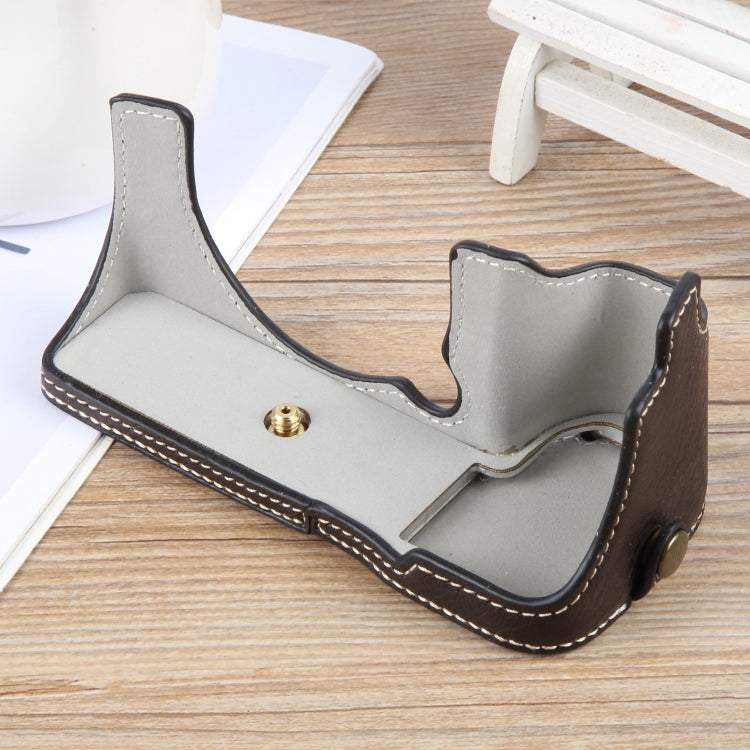 For FUJIFILM X-S20 Buffalo Texture PU Leather Camera Half Case Base(Dark Coffee) by bashfashion