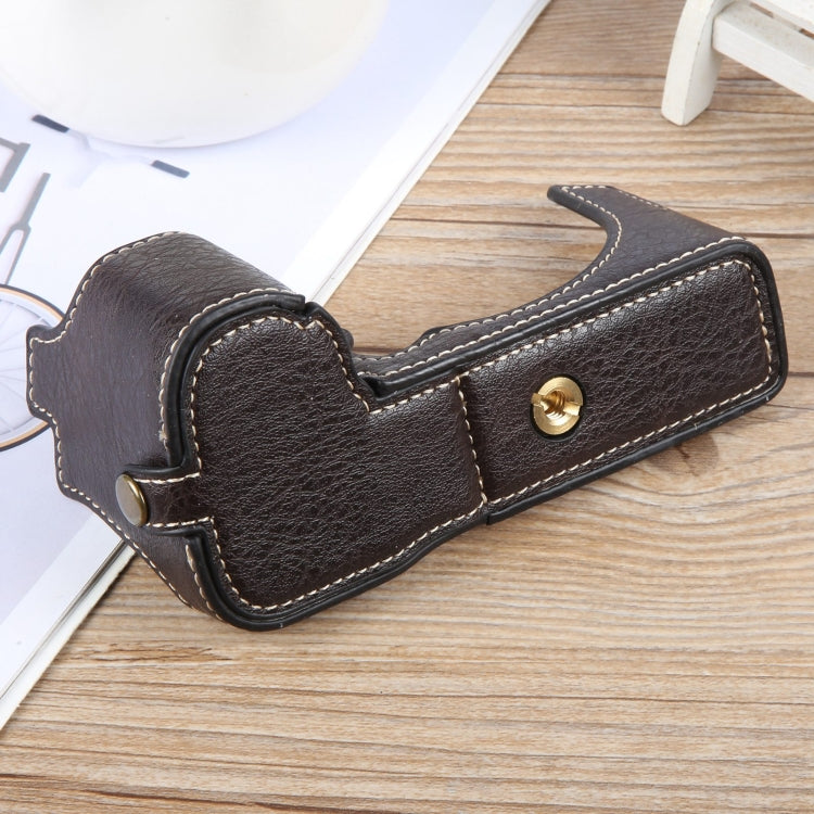 For FUJIFILM X-S20 Buffalo Texture PU Leather Camera Half Case Base(Dark Coffee) by bashfashion