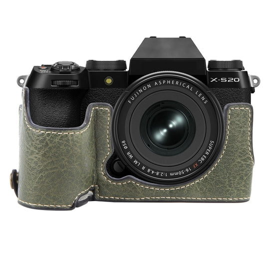 For FUJIFILM X-S20 Buffalo Texture PU Leather Camera Half Case Base(Green) by bashfashion