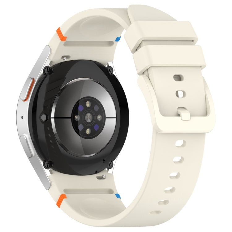 For Samsung Galaxy Watch 7 40 / 44mm Official Solid Color Stitched Silicone Watch Band(Creamy White) by bashfashion
