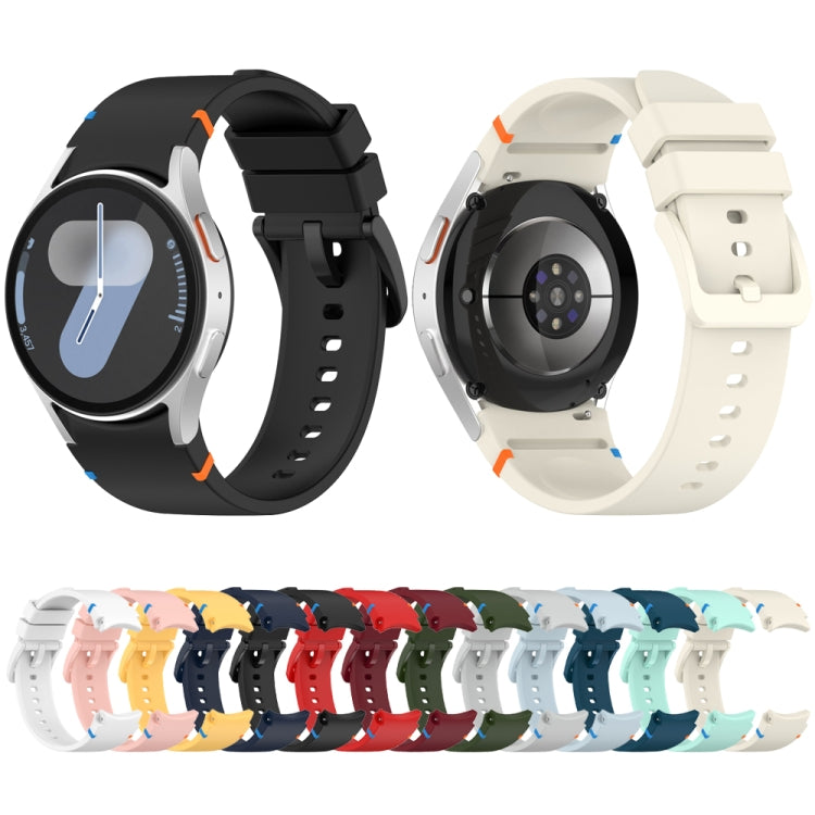 For Samsung Galaxy Watch 7 40 / 44mm Official Solid Color Stitched Silicone Watch Band(Creamy White) by bashfashion