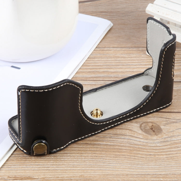 For FUJIFILM X100VI Glossy PU Leather Camera Half Case Base(Black) by bashfashion