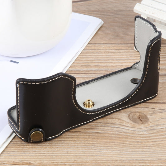 For FUJIFILM X100VI Glossy PU Leather Camera Half Case Base(Black) by bashfashion