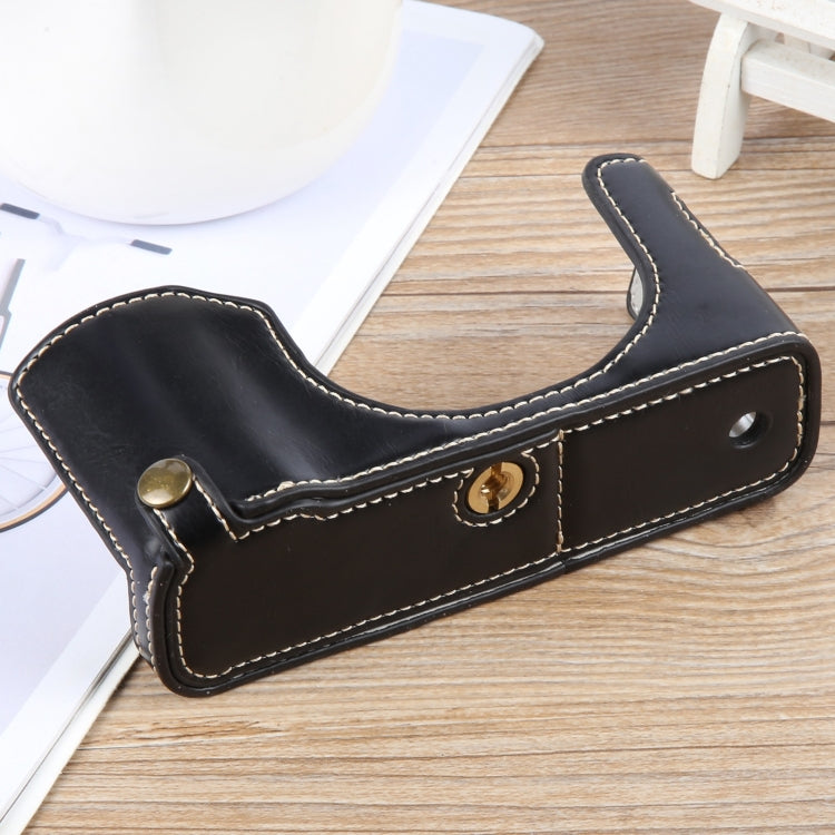 For FUJIFILM X100VI Glossy PU Leather Camera Half Case Base(Black) by bashfashion