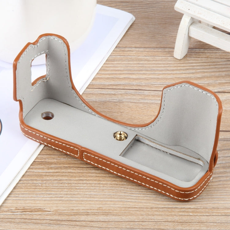 For FUJIFILM X100VI Glossy PU Leather Camera Half Case Base(Brown) by bashfashion