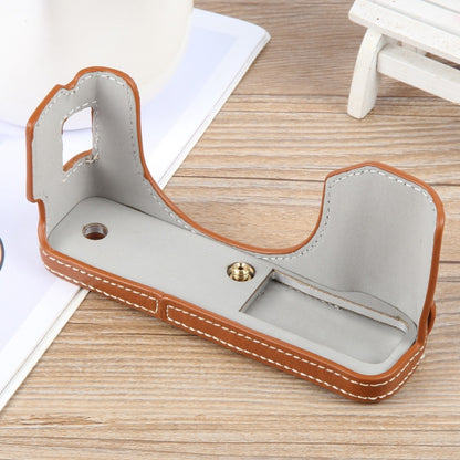 For FUJIFILM X100VI Glossy PU Leather Camera Half Case Base(Brown) by bashfashion