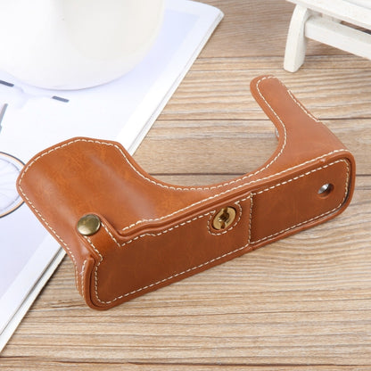 For FUJIFILM X100VI Glossy PU Leather Camera Half Case Base(Brown) by bashfashion
