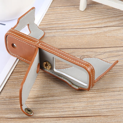 For FUJIFILM X100VI Glossy PU Leather Camera Half Case Base(Brown) by bashfashion
