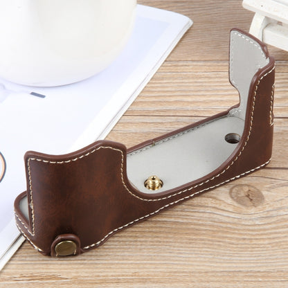 For FUJIFILM X100VI Glossy PU Leather Camera Half Case Base(Coffee) by bashfashion