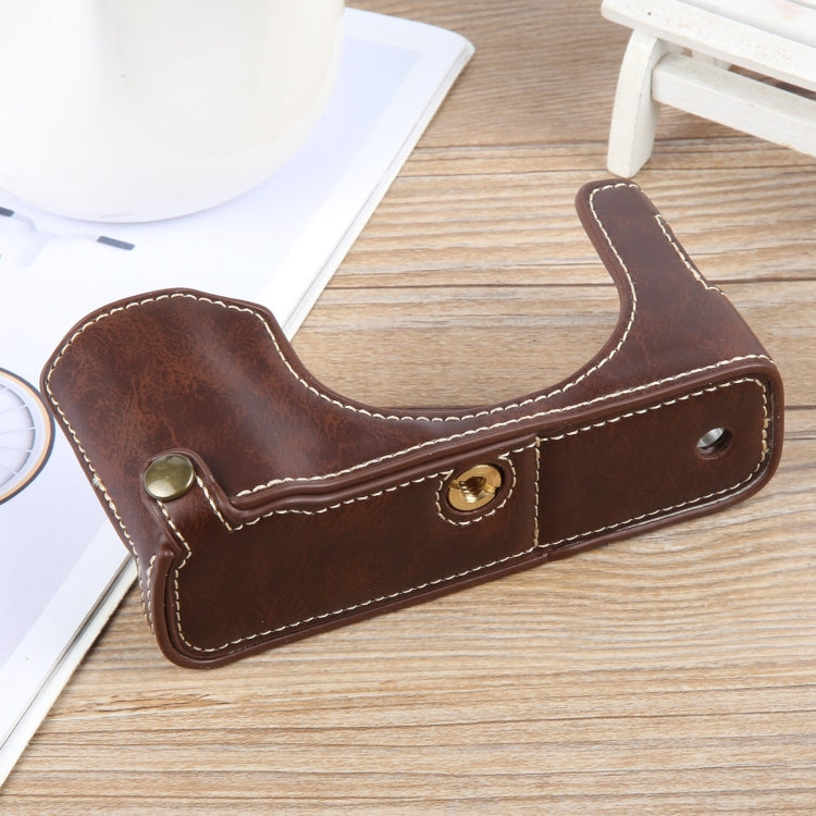For FUJIFILM X100VI Glossy PU Leather Camera Half Case Base(Coffee) by bashfashion