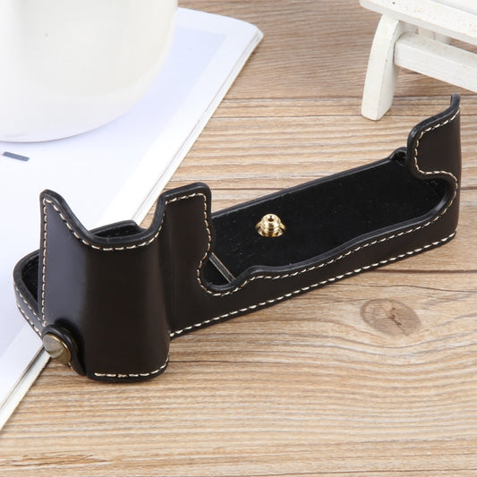 For FUJIFILM X-T5 Glossy PU Leather Camera Half Case Base(Black) by bashfashion