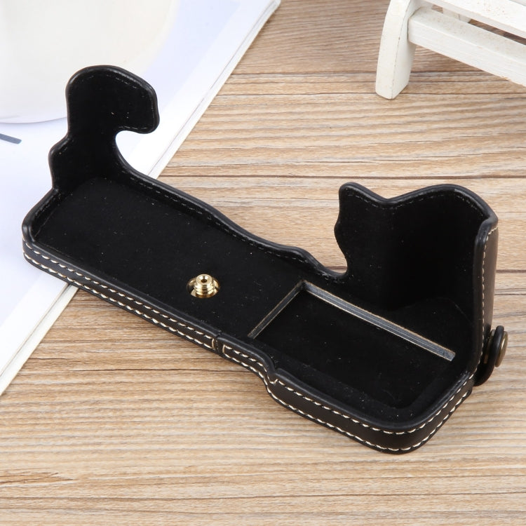 For FUJIFILM X-T5 Glossy PU Leather Camera Half Case Base(Black) by bashfashion