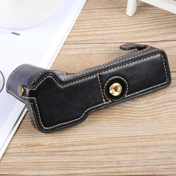 For FUJIFILM X-T5 Glossy PU Leather Camera Half Case Base(Black) by bashfashion