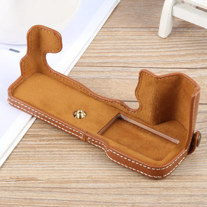 For FUJIFILM X-T5 Glossy PU Leather Camera Half Case Base(Brown) by bashfashion
