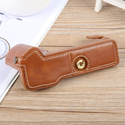 For FUJIFILM X-T5 Glossy PU Leather Camera Half Case Base(Brown) by bashfashion