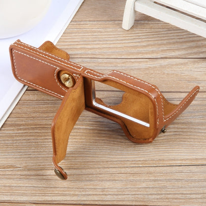 For FUJIFILM X-T5 Glossy PU Leather Camera Half Case Base(Brown) by bashfashion