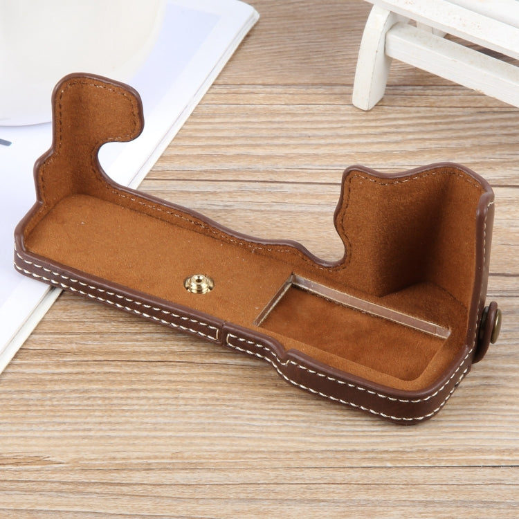 For FUJIFILM X-T5 Glossy PU Leather Camera Half Case Base(Coffee) by bashfashion
