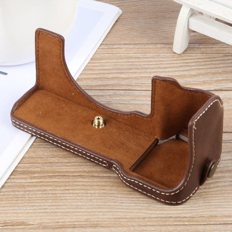 For Sony ILCE-7CM2 / Alpha 7C II Glossy PU Leather Camera Half Case Base(Coffee) by bashfashion