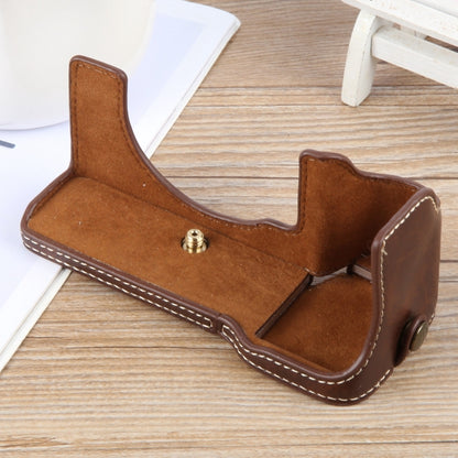 For Sony ILCE-7CM2 / Alpha 7C II Glossy PU Leather Camera Half Case Base(Coffee) by bashfashion