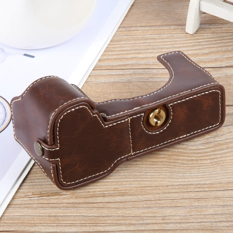 For Sony ILCE-7CM2 / Alpha 7C II Glossy PU Leather Camera Half Case Base(Coffee) by bashfashion