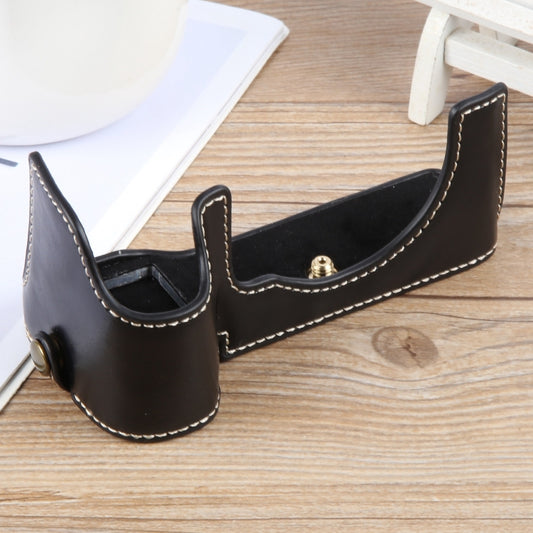 For Sony ILCE-7CM2 / Alpha 7C II Glossy PU Leather Camera Half Case Base(Black) by bashfashion