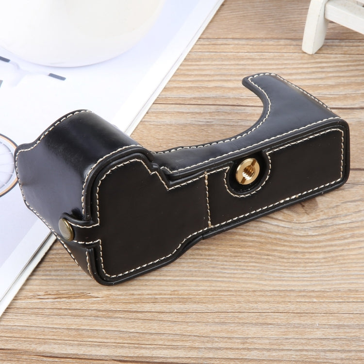 For Sony ILCE-7CM2 / Alpha 7C II Glossy PU Leather Camera Half Case Base(Black) by bashfashion