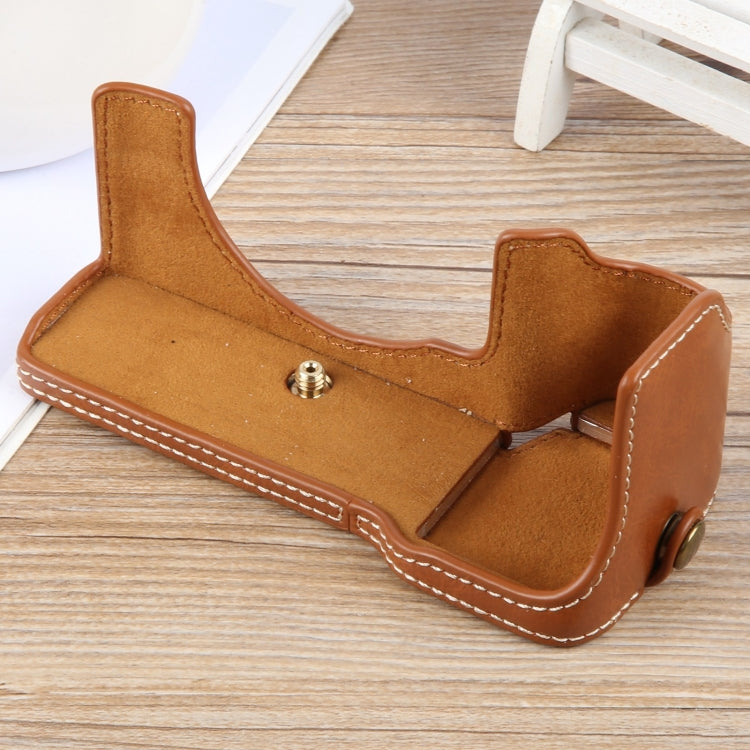 For Sony ILCE-7CM2 / Alpha 7C II Glossy PU Leather Camera Half Case Base(Brown) by bashfashion