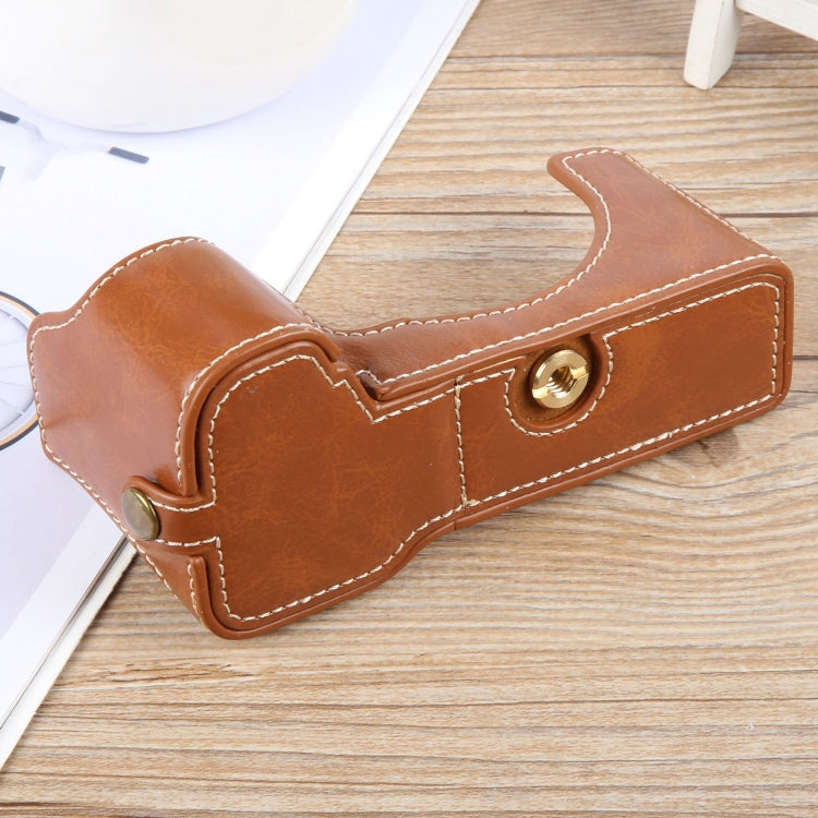 For Sony ILCE-7CM2 / Alpha 7C II Glossy PU Leather Camera Half Case Base(Brown) by bashfashion