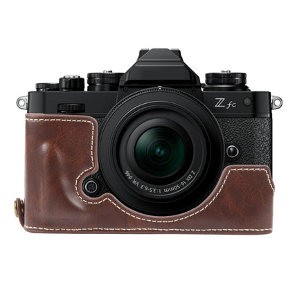 For Nikon ZFC Glossy PU Leather Camera Half Case Base(Coffee) by bashfashion