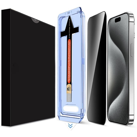 For iPhone 15 Pro Max LK Easy Install Privacy Tempered Glass Film(Black) by bashfashion