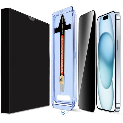 For iPhone 15 Plus LK Easy Install Privacy Tempered Glass Film(Black) by bashfashion