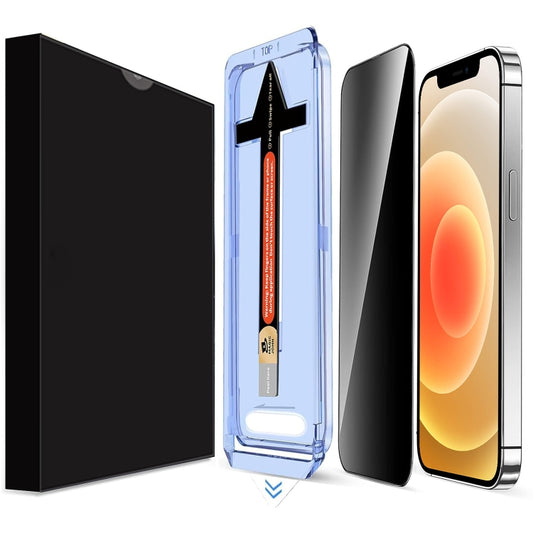 For iPhone 12 / 12 Pro LK Easy Install Privacy Tempered Glass Film(Black) by bashfashion