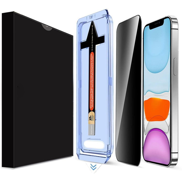 For iPhone 11 LK Easy Install Privacy Tempered Glass Film(Black) by bashfashion