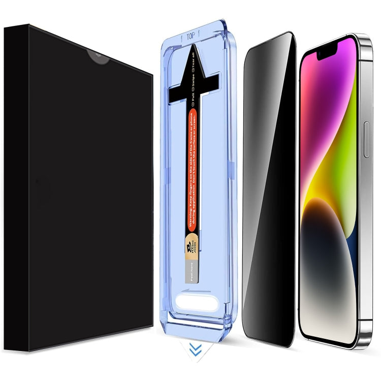 For iPhone 14 LK Easy Install Privacy Tempered Glass Film(Black) by bashfashion