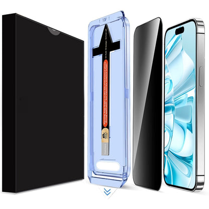 For iPhone 16 LK Easy Install Privacy Tempered Glass Film(Black) by bashfashion