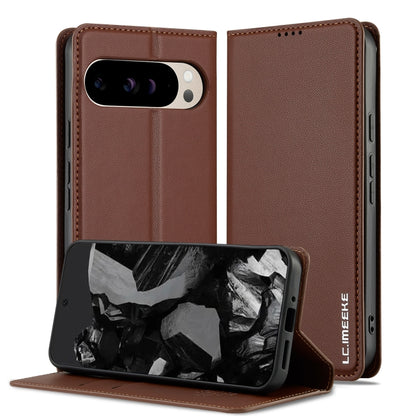 For Google Pixel 9 Pro / 9 LC.IMEEKE L1 Series Frosted Fine Texture PU Phone Case(Brown) by LC.IMEEKE