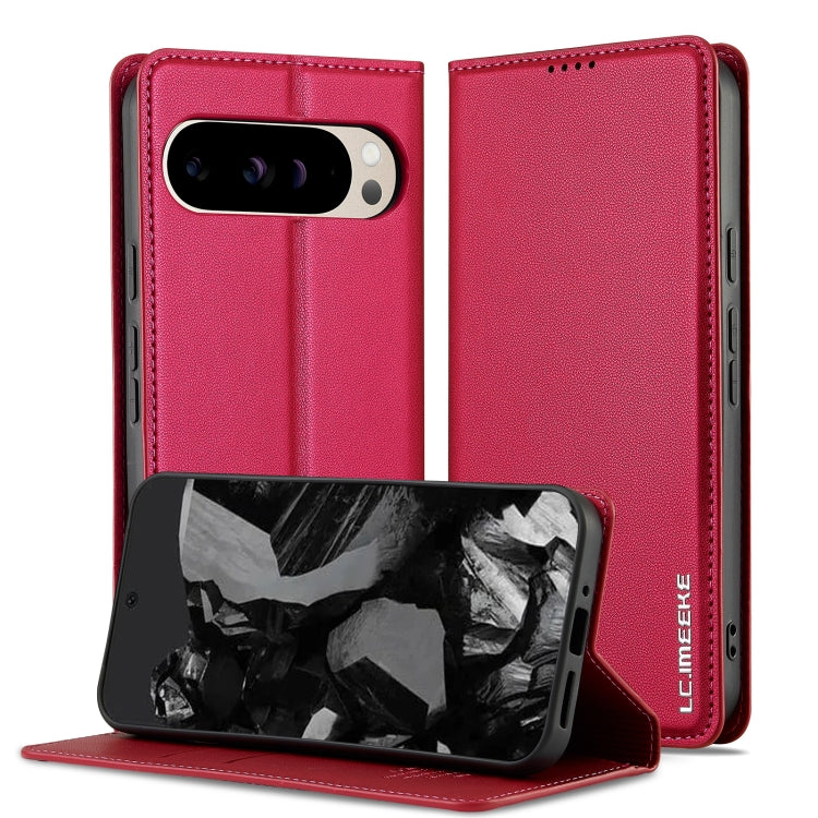 For Google Pixel 9 Pro / 9 LC.IMEEKE L1 Series Frosted Fine Texture PU Phone Case(Red) by LC.IMEEKE