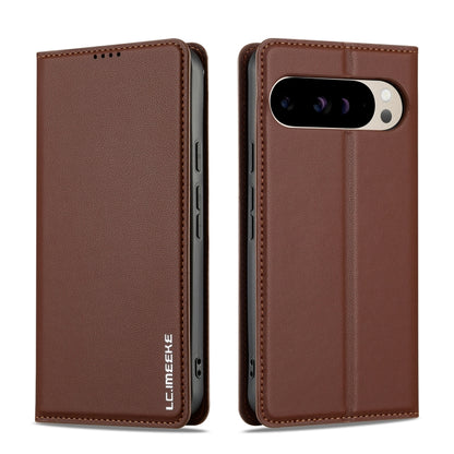 For Google Pixel 9 Pro XL LC.IMEEKE L1 Series Frosted Fine Texture PU Phone Case(Brown) by LC.IMEEKE