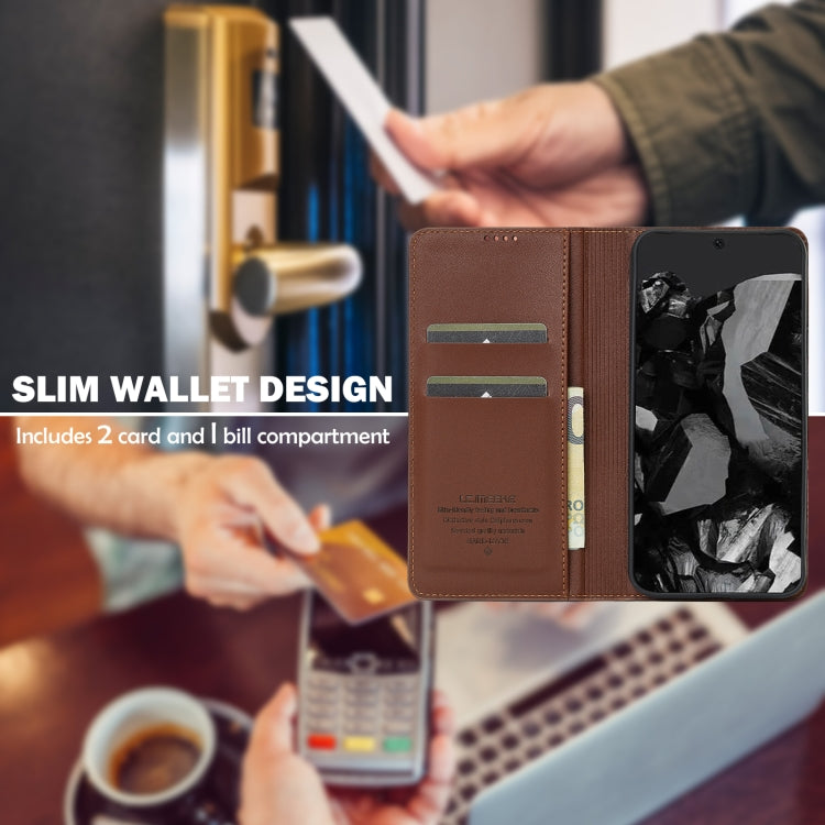 For Google Pixel 9 Pro XL LC.IMEEKE L1 Series Frosted Fine Texture PU Phone Case(Brown) by LC.IMEEKE