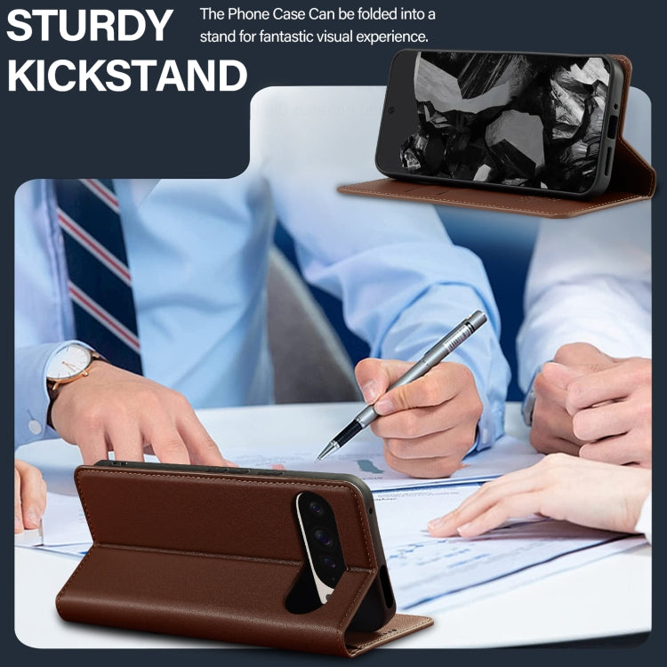 For Google Pixel 9 Pro XL LC.IMEEKE L1 Series Frosted Fine Texture PU Phone Case(Brown) by LC.IMEEKE