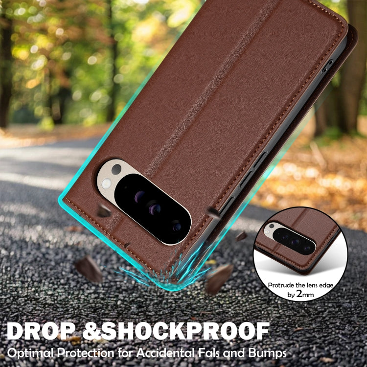 For Google Pixel 9 Pro XL LC.IMEEKE L1 Series Frosted Fine Texture PU Phone Case(Brown) by LC.IMEEKE