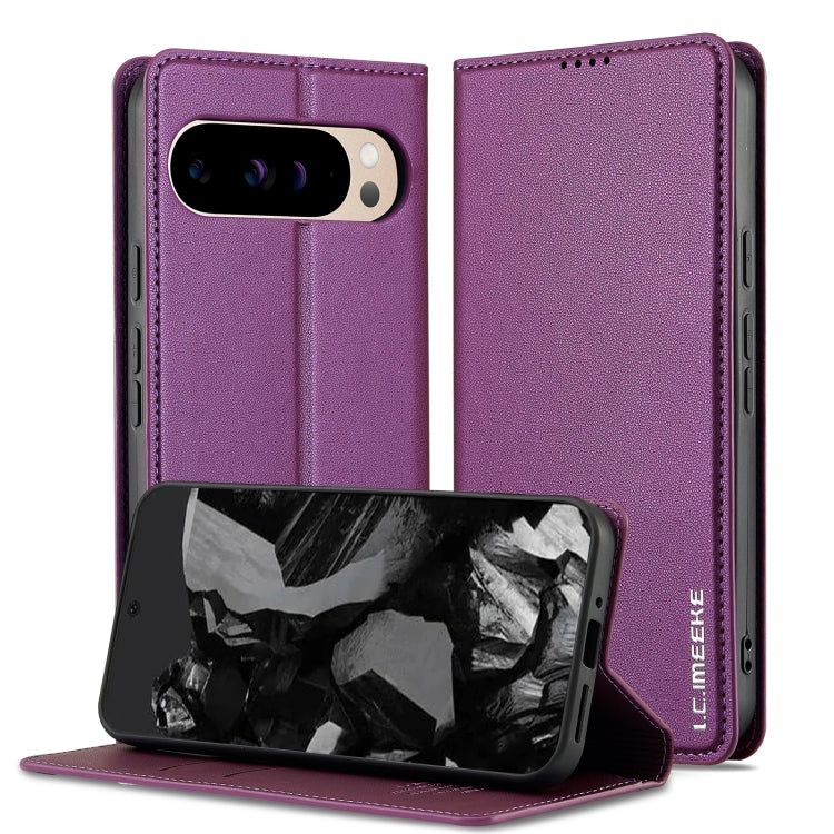 For Google Pixel 9 Pro XL LC.IMEEKE L1 Series Frosted Fine Texture PU Phone Case(Purple) by LC.IMEEKE