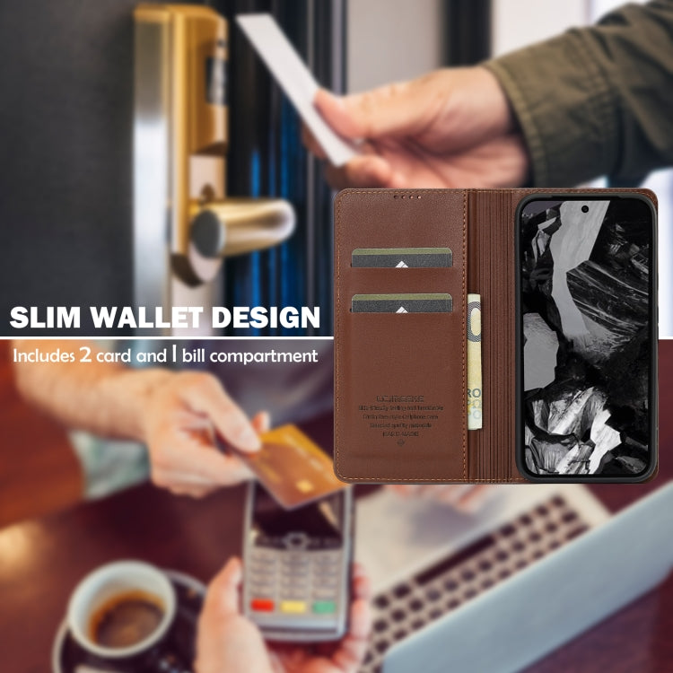 For Google Pixel 7A LC.IMEEKE L1 Series Frosted Fine Texture PU Phone Case(Brown) by LC.IMEEKE