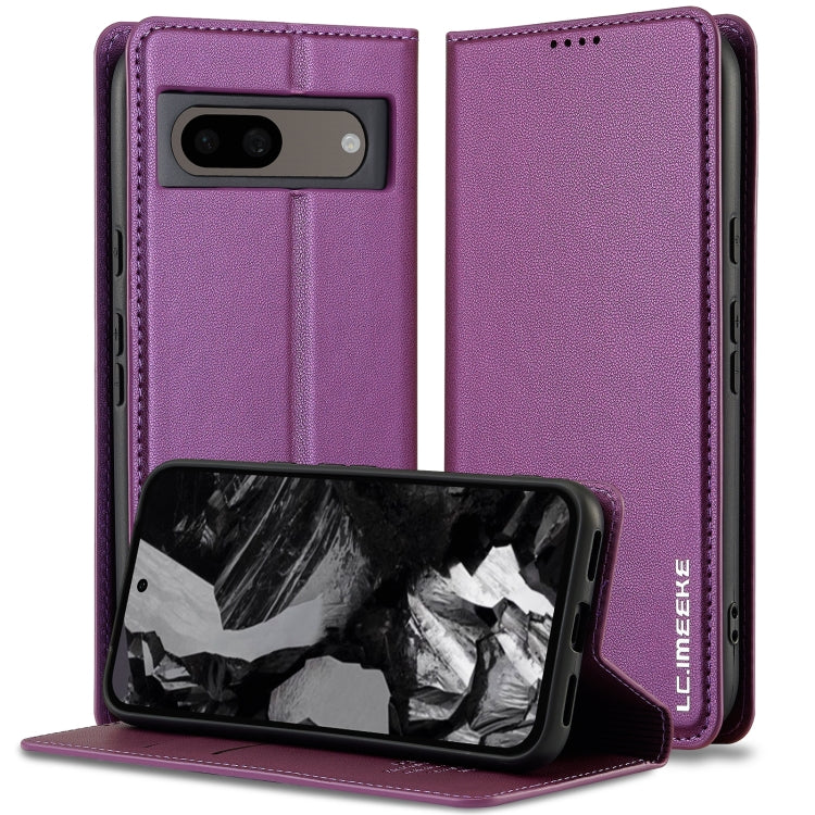For Google Pixel 7A LC.IMEEKE L1 Series Frosted Fine Texture PU Phone Case(Purple) by LC.IMEEKE