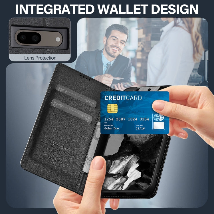 For Google Pixel 8 LC.IMEEKE L1 Series Frosted Fine Texture PU Phone Case(Black) by LC.IMEEKE