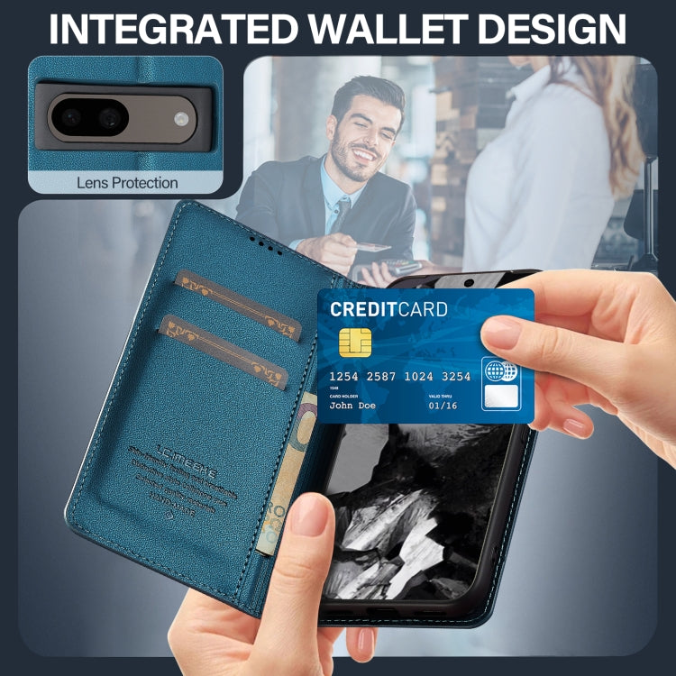 For Google Pixel 8 LC.IMEEKE L1 Series Frosted Fine Texture PU Phone Case(Blue) by LC.IMEEKE