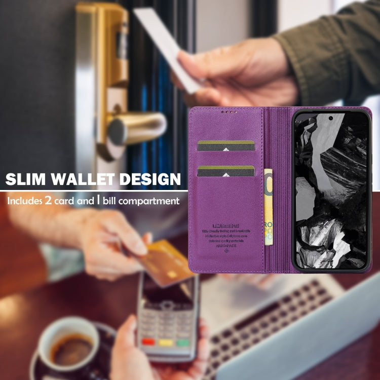 For Google Pixel 8A LC.IMEEKE L1 Series Frosted Fine Texture PU Phone Case(Purple) by LC.IMEEKE