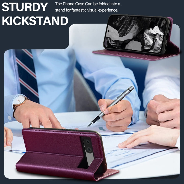 For Google Pixel 8A LC.IMEEKE L1 Series Frosted Fine Texture PU Phone Case(Purple) by LC.IMEEKE