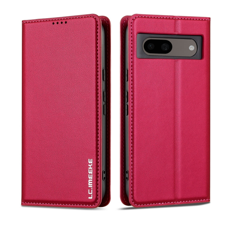 For Google Pixel 8A LC.IMEEKE L1 Series Frosted Fine Texture PU Phone Case(Red) by LC.IMEEKE