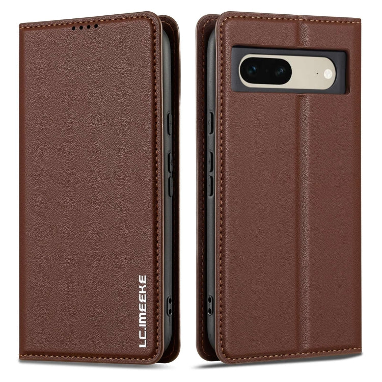 For Google Pixel 7 5G LC.IMEEKE L1 Series Frosted Fine Texture PU Phone Case(Brown) by LC.IMEEKE